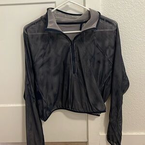 Navy/white reversible crop half zip lululemon